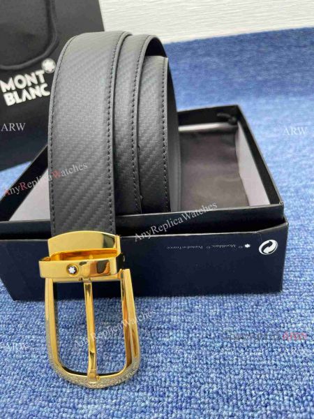 New Replica Mont blanc Meisterstuck Gold Horseshoe Pin Buckle Belt 35mm